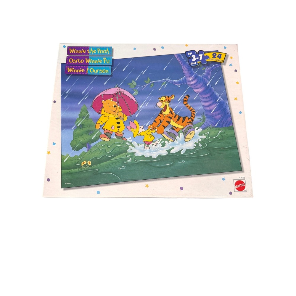 Vintage 1998 Mattel Disney Winnie the Pooh 24 Piece‎ Jigsaw Puzzle Rainy Day